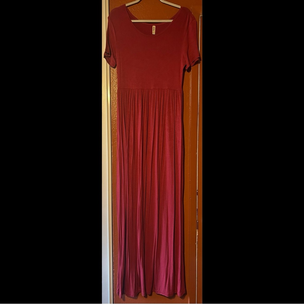Short Sleeve Maxi Dress W/Pockets